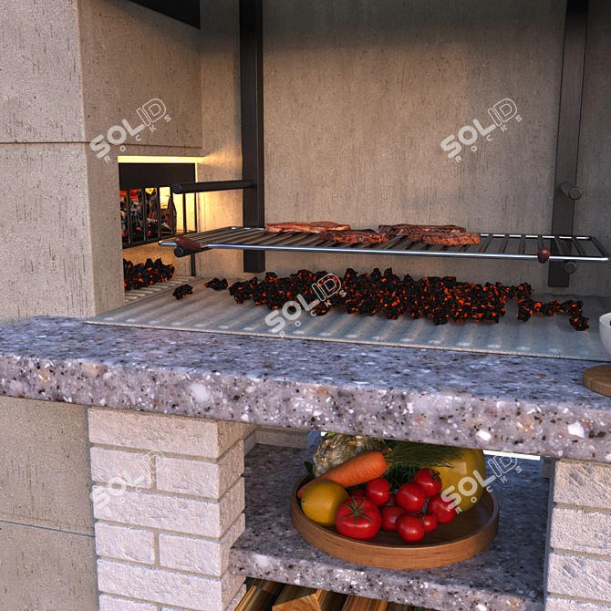 Italian Palazzetti Faro BBQ: Superior Quality Grilling 3D model image 2