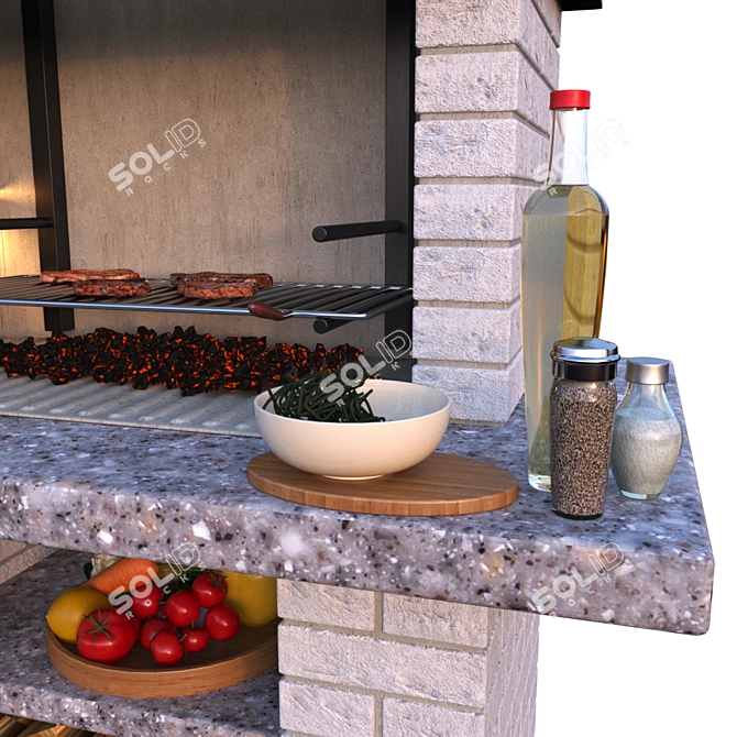 Italian Palazzetti Faro BBQ: Superior Quality Grilling 3D model image 3