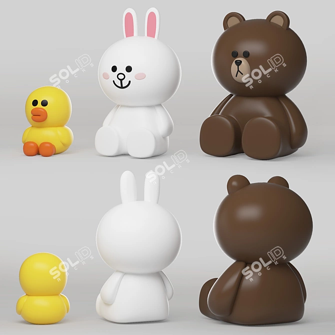 Adorable Line Friends Character 3D model image 1