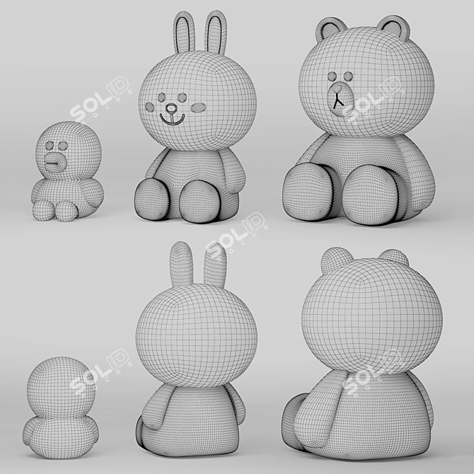 Adorable Line Friends Character 3D model image 2