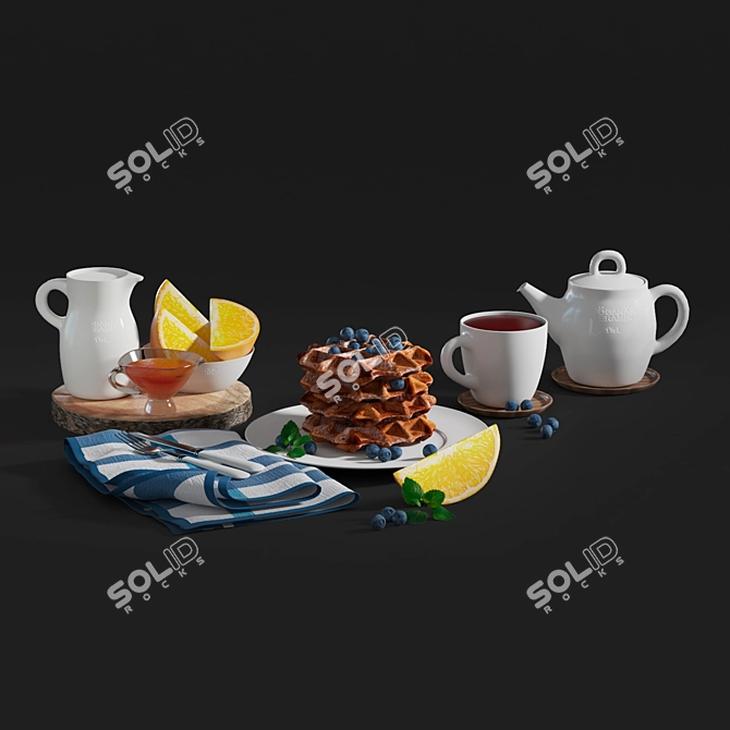 Decorative Tea Waffles Set 3D model image 1