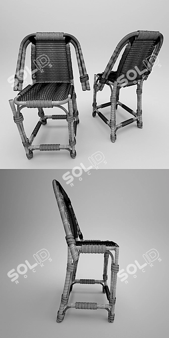 Elegant Rattan Chair: Stylish and Compact 3D model image 3