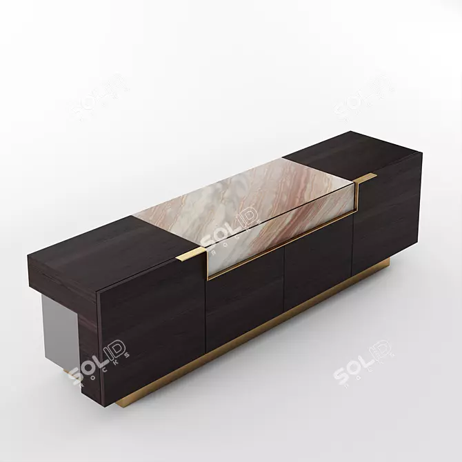 Bronson Wood Sideboard: Stunning Design with Marble Top 3D model image 1