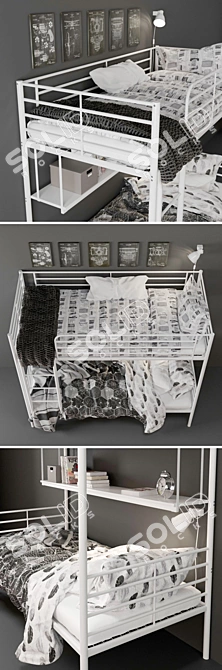 IvEA Svarta Bunk Bed: Modern Design for Space-Saving 3D model image 2