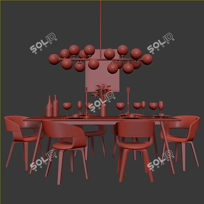 Elegant 24-Piece Dining Set 3D model image 3