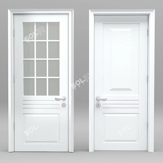 Stylish White Plastic Door 3D model image 1