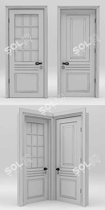 Stylish White Plastic Door 3D model image 3