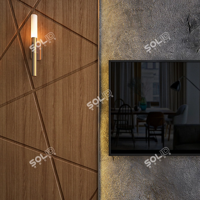 Natural Wood & Stone Panel 3D model image 2