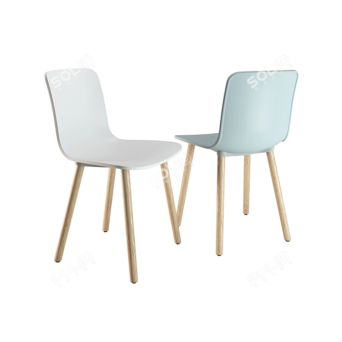 Elegant Wood Seat Chair 3D model image 1