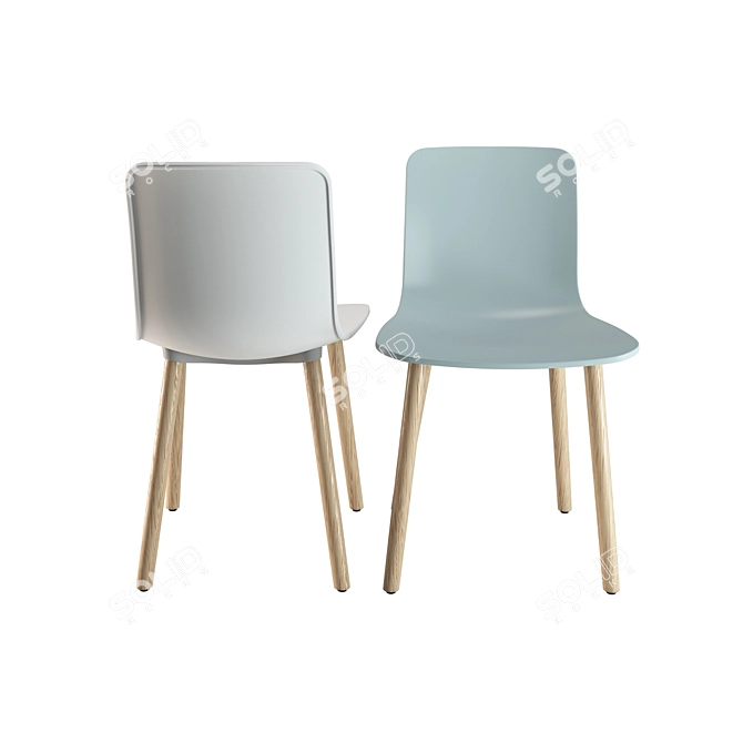 Elegant Wood Seat Chair 3D model image 2
