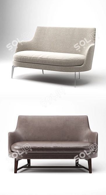 Elegant Flexform Guscio Sofa 3D model image 2