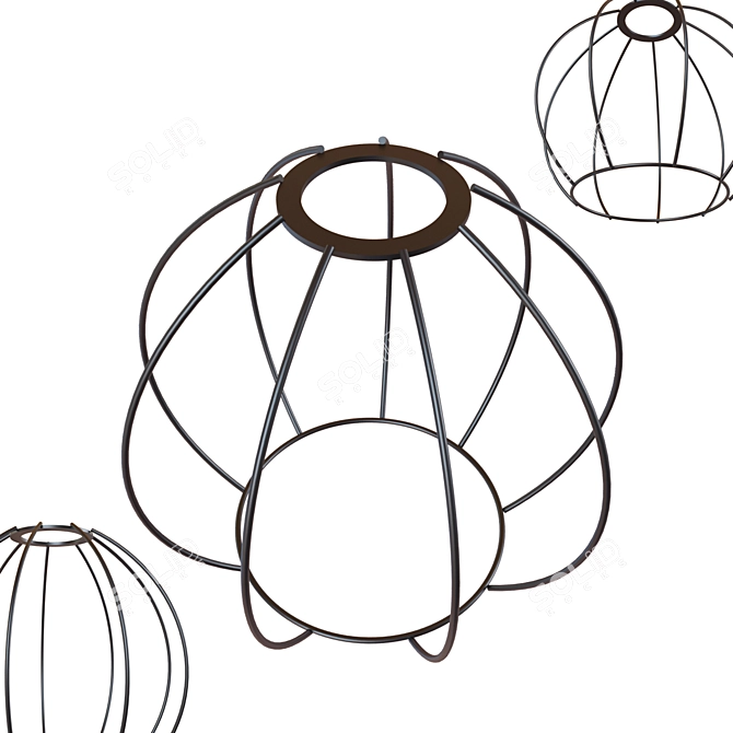 Modern Grid Black Pendant Light 3D model image 1