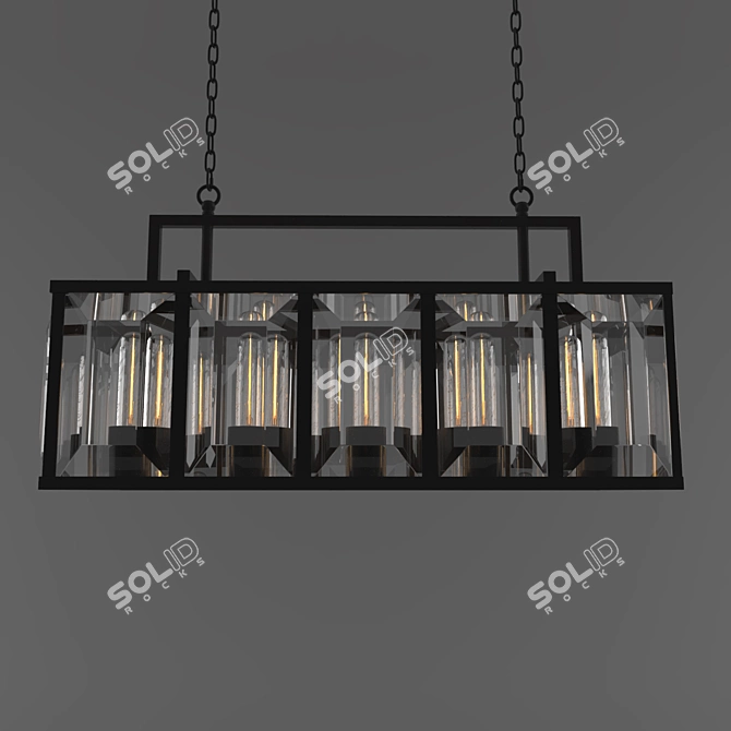 Modern Strip Pendant Light 3D model image 2