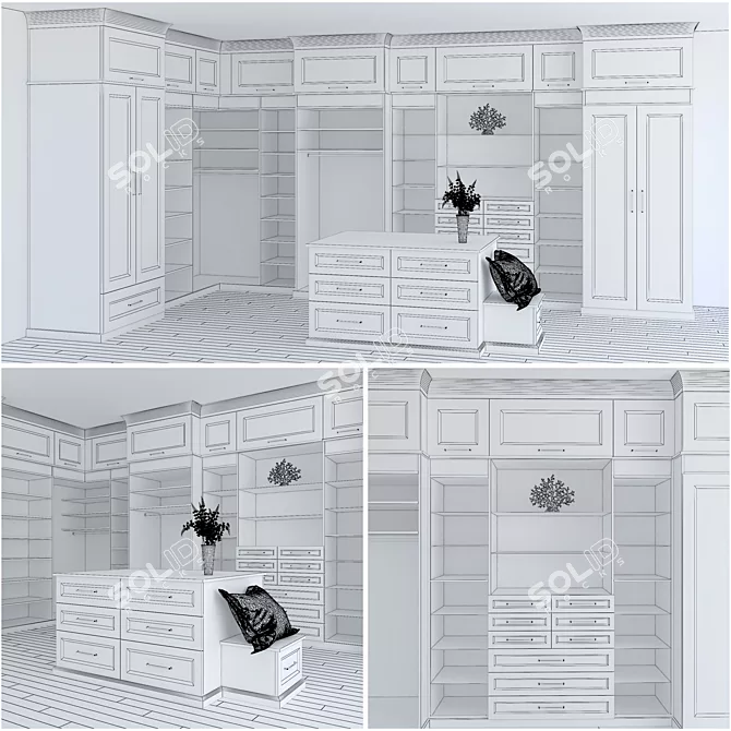 Spacious and Stylish Walk-In Closet 3D model image 3