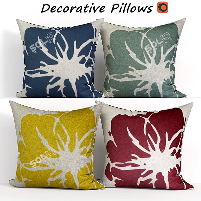 Elegant Lily Decorative Pillows Set 3D model image 1