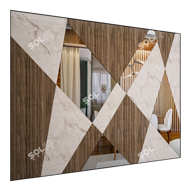 Wooden Marble Wall Art 3D model image 1