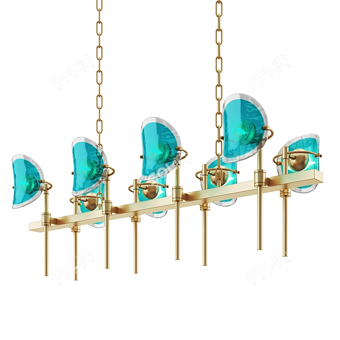 Lily Aqua Glass Rectangle 3D model image 1