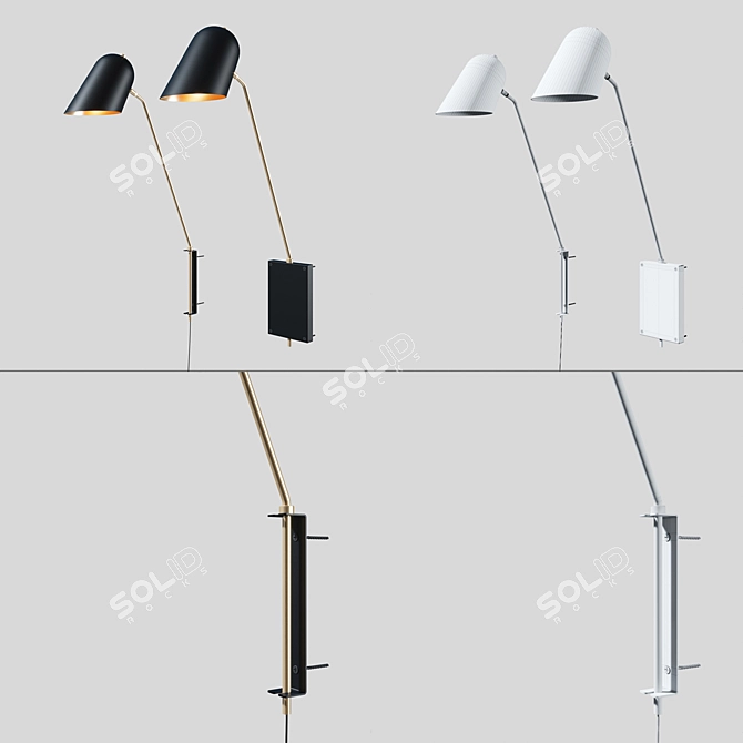 Sleek Cliff Wall Sconce 3D model image 2