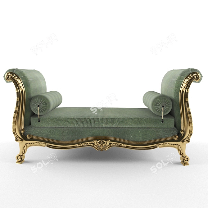 Classic Golden Wood Sofa 3D model image 2