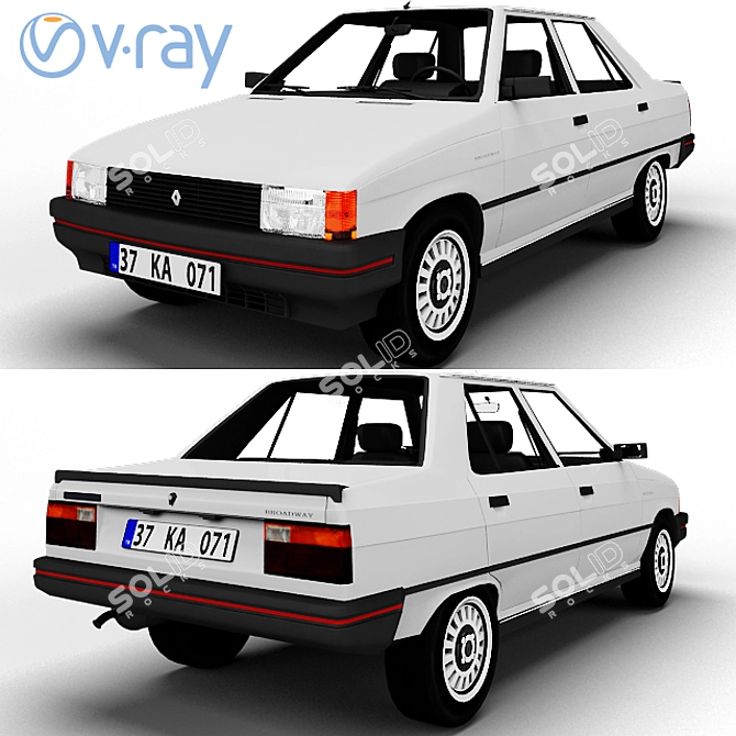 Vintage Renault 9 Broadway Lights 3D model image 1