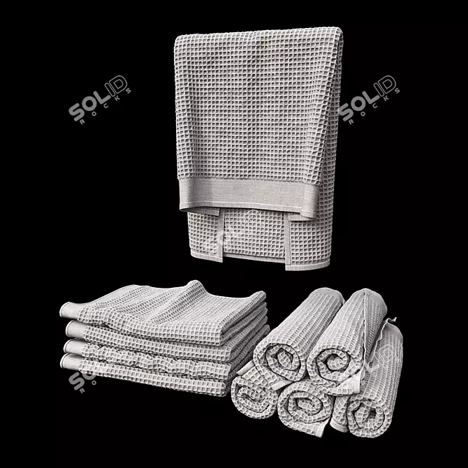 Cozy Waffle Towel Set 3D model image 1