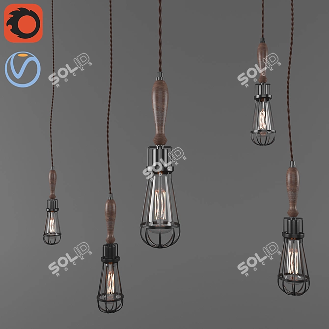 Sleek Pendant Handle - 110mm Length 3D model image 1