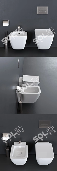 Strada II Wall-Hung WC & Bidet 3D model image 2