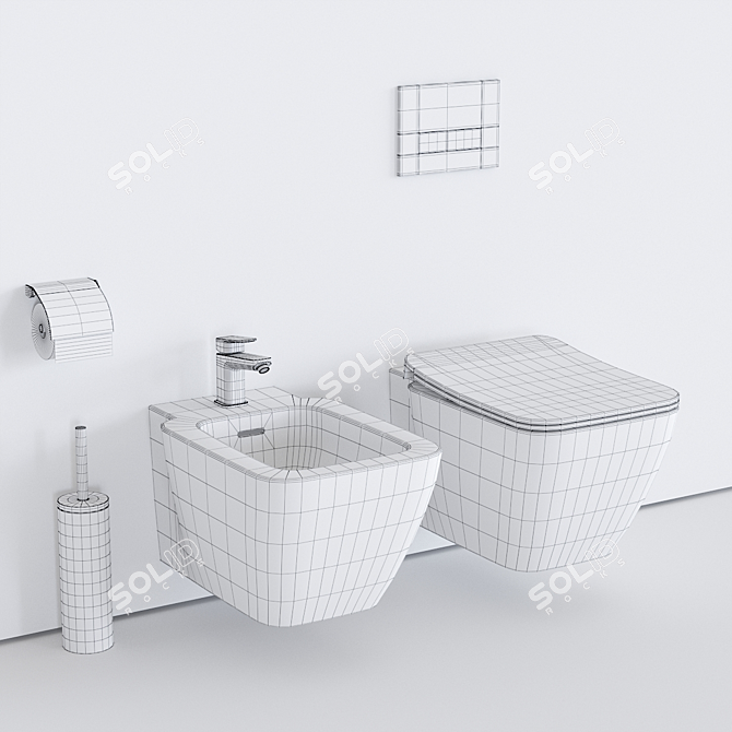 Strada II Wall-Hung WC & Bidet 3D model image 3