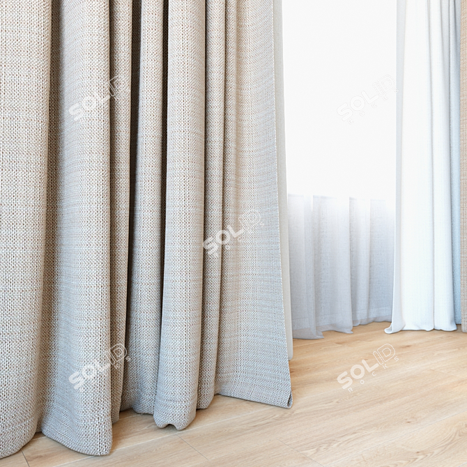 Elegant Sheer Curtains 3D model image 2