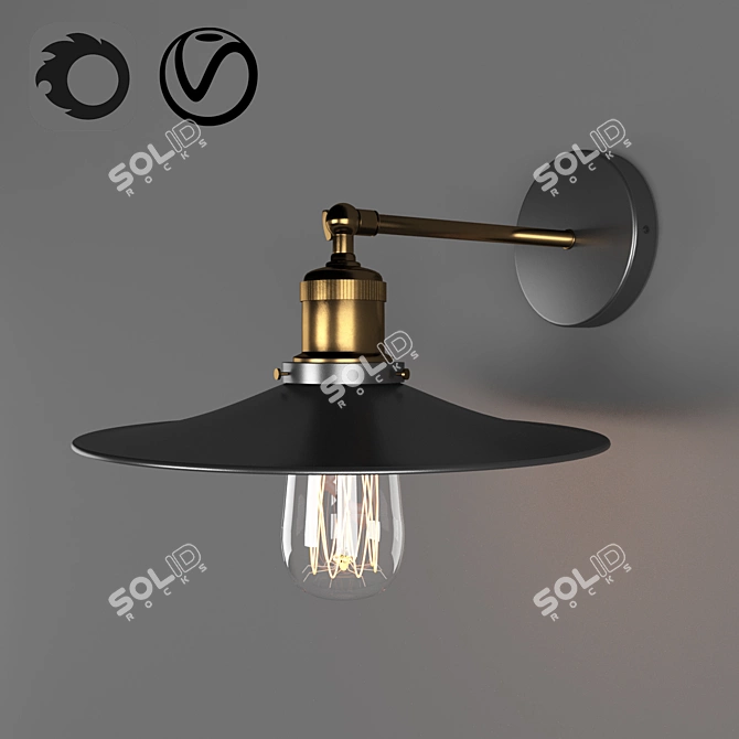 Elegant Newbury Wall Light: Height: 245 mm, Width: 260 mm, Length: 280 mm 3D model image 1