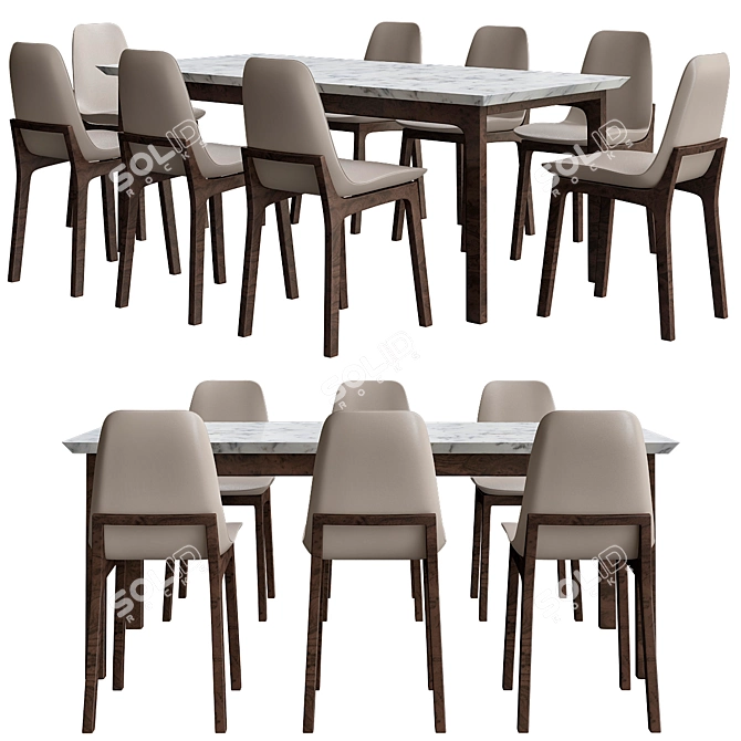 Ventura Poliform Dining Set 3D model image 1