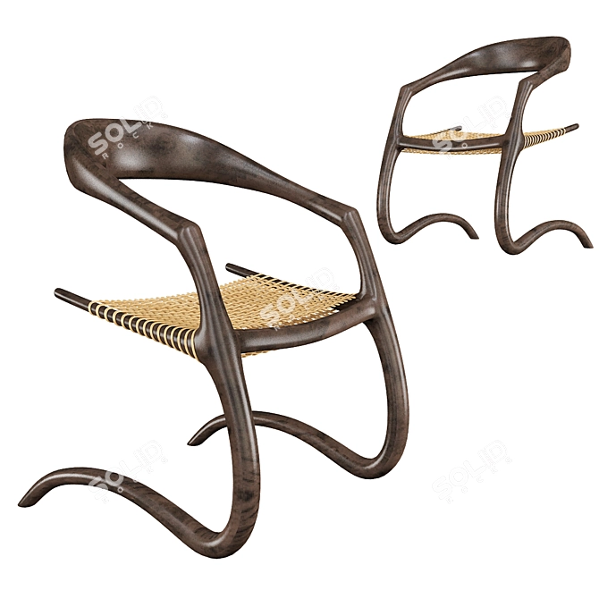 Wooden Rocking Chair: Comfort and Style 3D model image 1