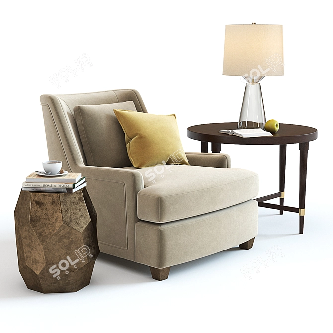 Colin Cab Armchair: Elegant 3D Furniture Set 3D model image 1