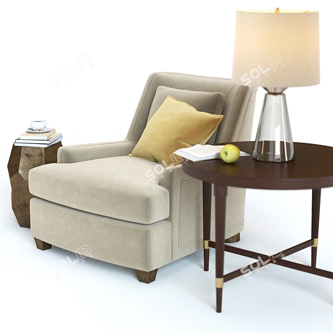 Colin Cab Armchair: Elegant 3D Furniture Set 3D model image 3