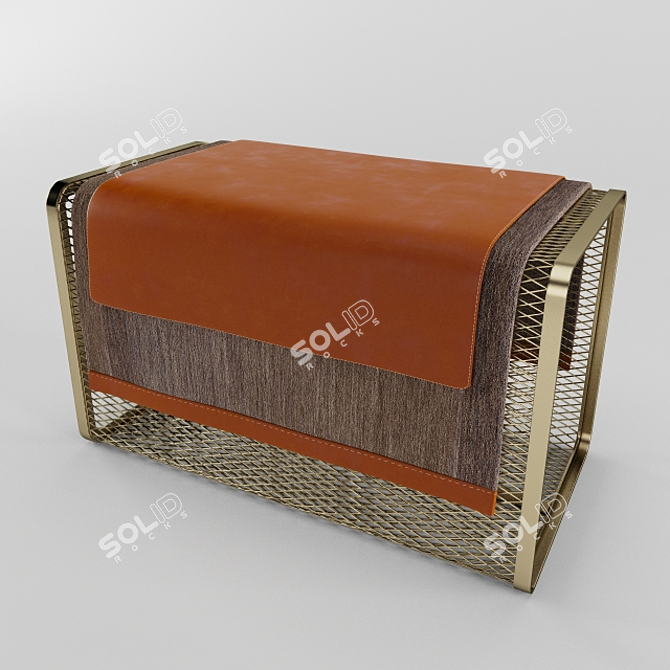 Golden Mesh Bench: Modern Elegance 3D model image 1