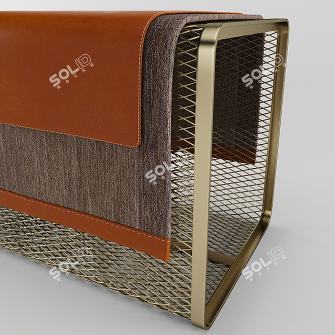 Golden Mesh Bench: Modern Elegance 3D model image 2
