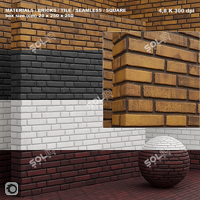 Seamless Brick and Tile Material Set 3D model image 1