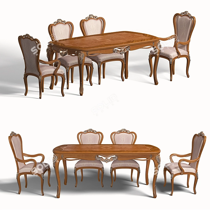 Elegant Italian Dining Set 3D model image 1