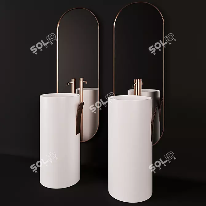 Sleek Giro Wall-Mounted Basin 3D model image 1