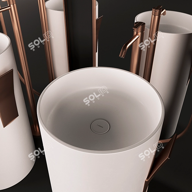 Sleek Giro Wall-Mounted Basin 3D model image 2