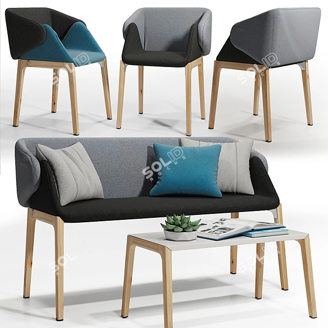   Replica Armadillo Sofa: Stylish Comfort for Your Home 3D model image 1