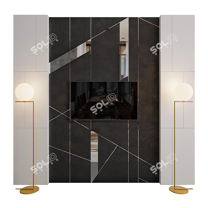 Stone & Mirror Wall Panel: Unique Decor for Your Space 3D model image 1