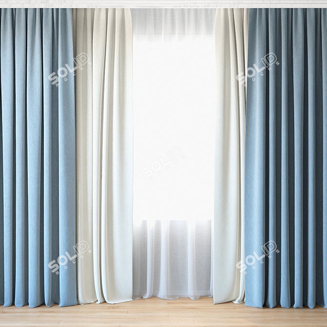 Elegant Drapes with Tulle 3D model image 1