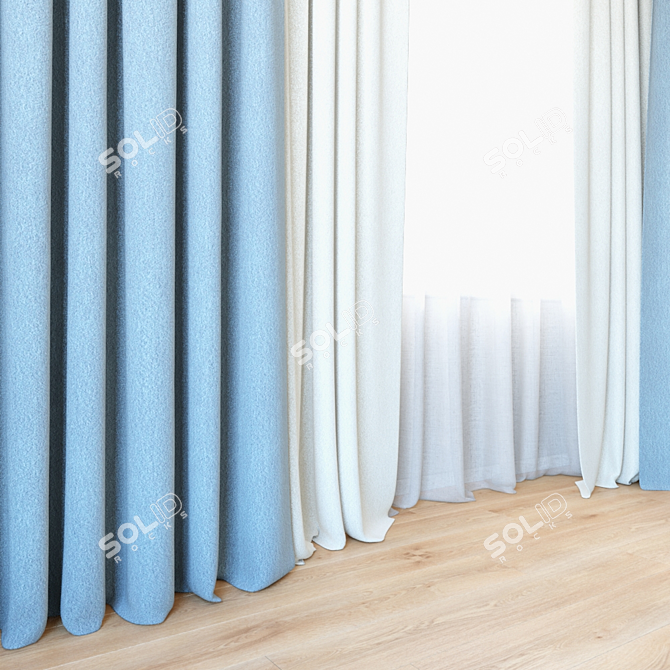 Elegant Drapes with Tulle 3D model image 2