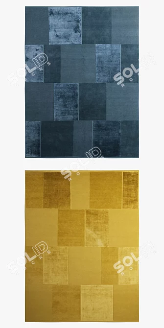 Casellario Monocromo Rugs: Modern Teal 3D model image 2