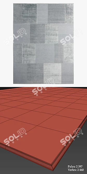 Casellario Monocromo Rugs: Modern Teal 3D model image 3