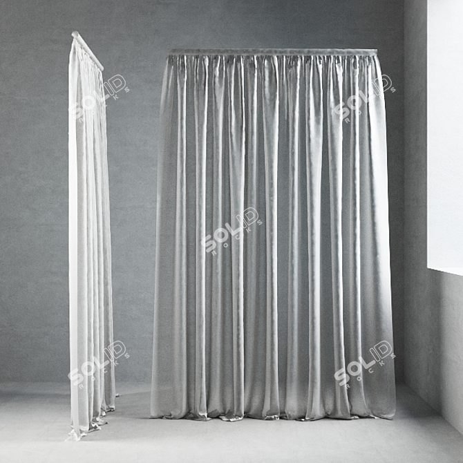 MotionZone Wide Curtain: Animated for Sliding Doors 3D model image 2