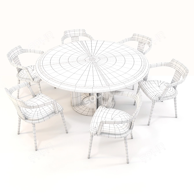 Elegant Walnut Dining Set 3D model image 3