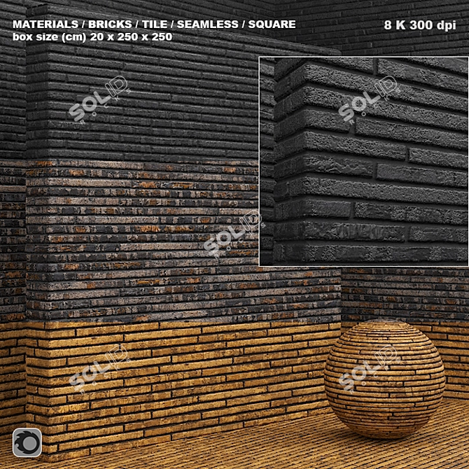 Seamless Brick and Tile Material Set 3D model image 1