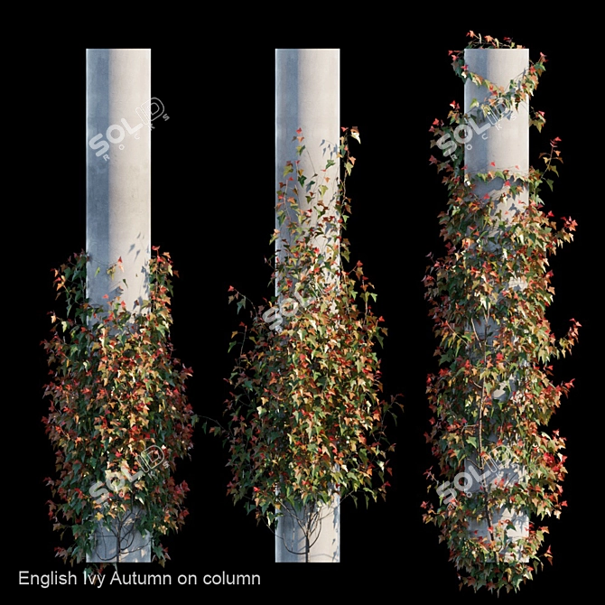 Autumn English Ivy Column Décor 3D model image 1